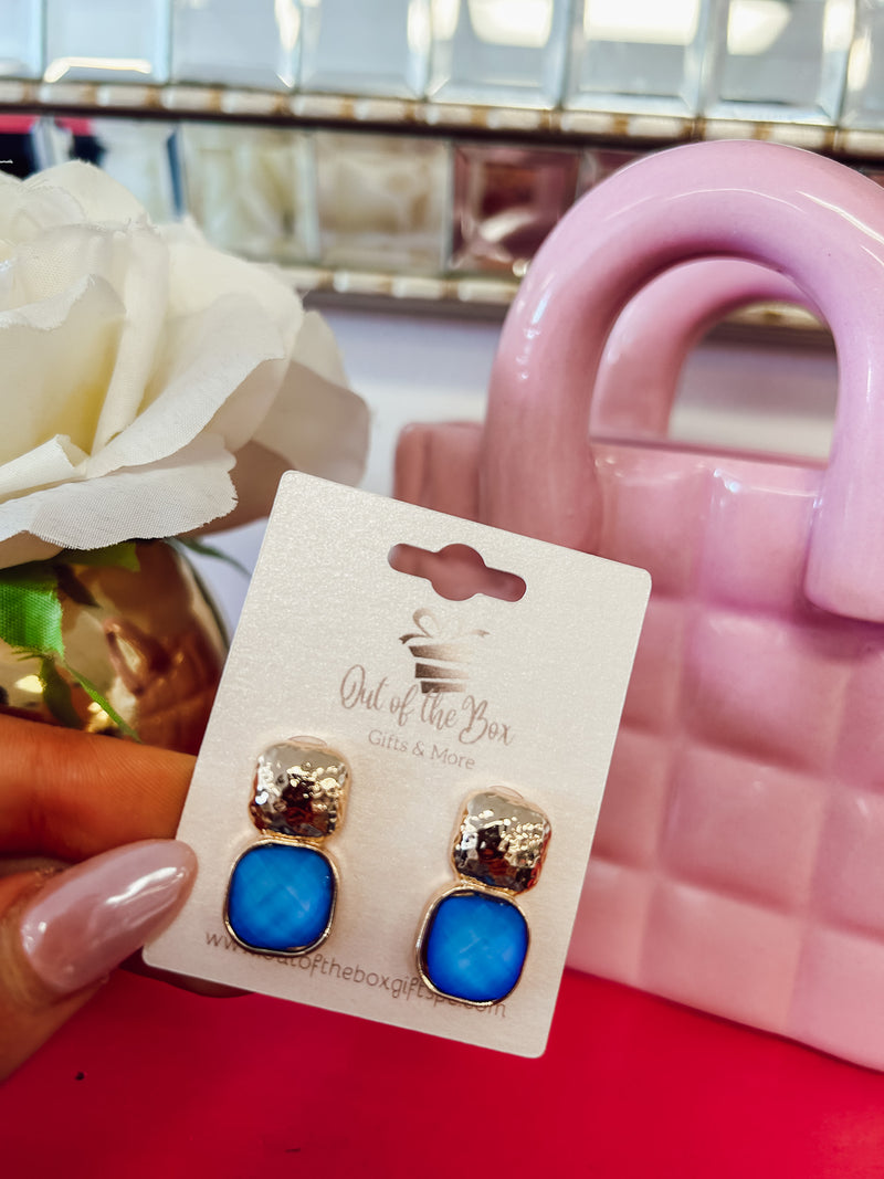Gemstone Drop Earring - Blue