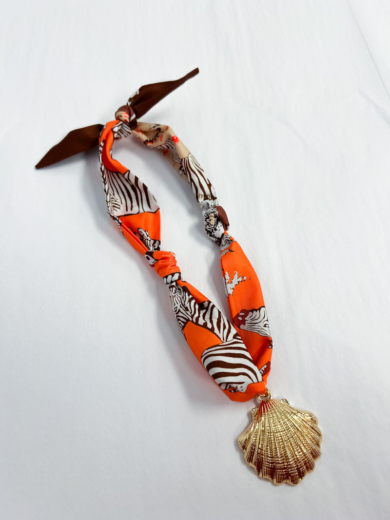 Scarf Necklace - Orange Shell