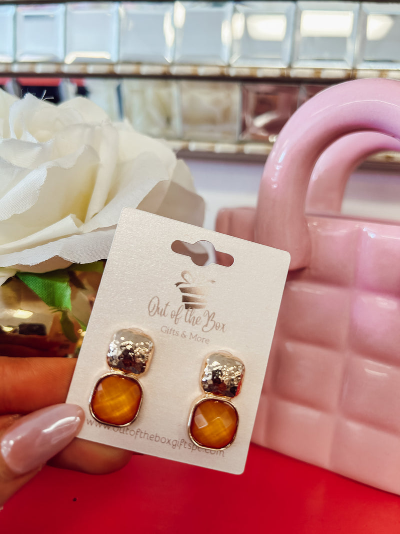 Gemstone Drop Earring - Orange