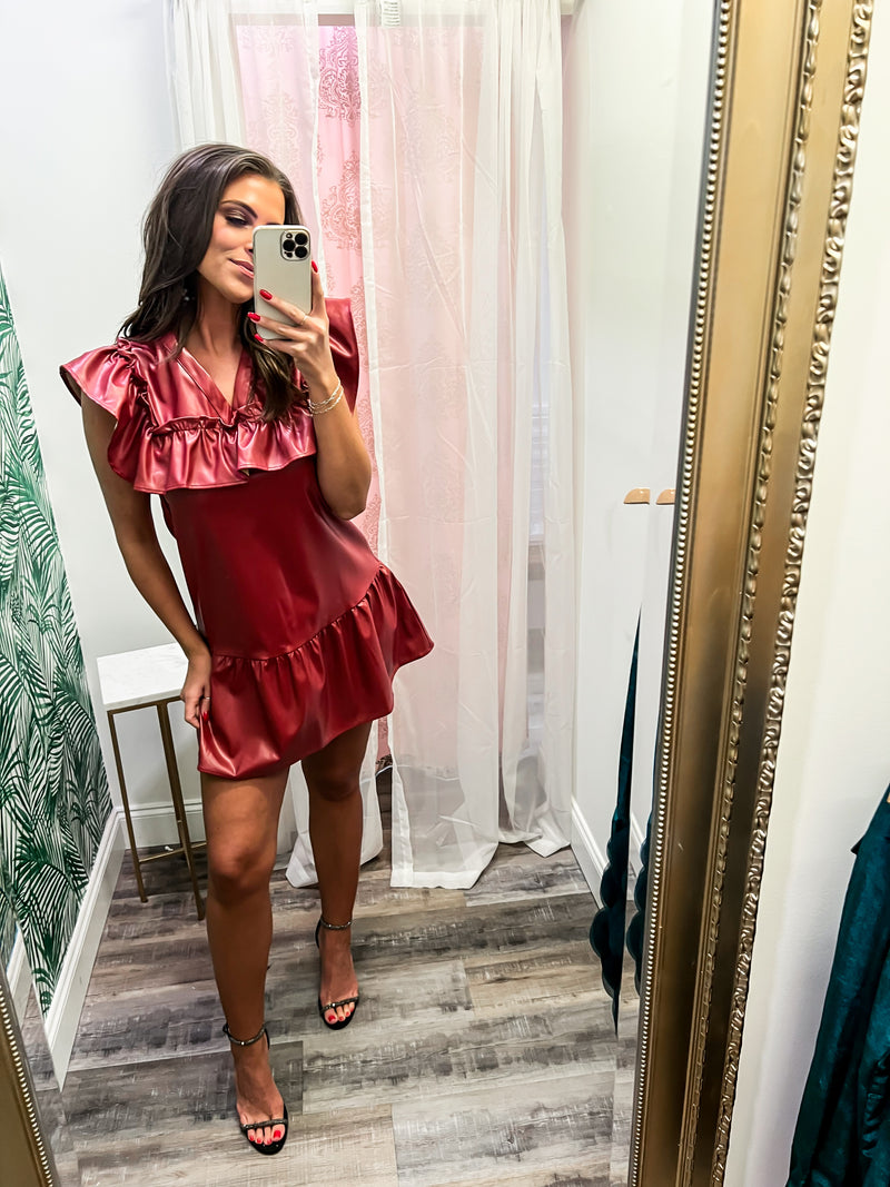 Red Leather Season Dress