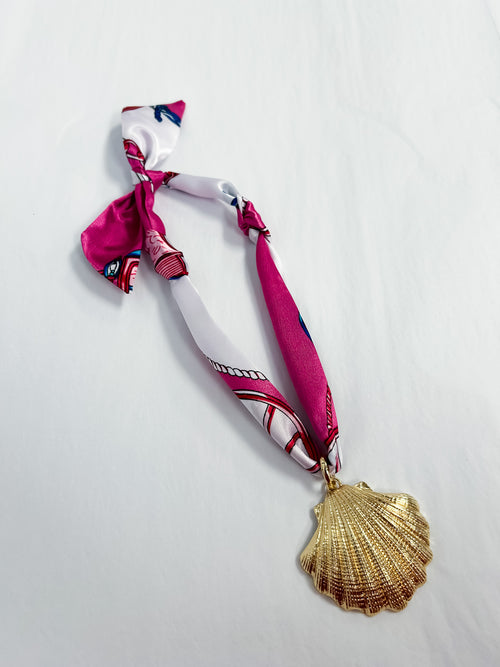 Scarf Necklace - Magenta Shell