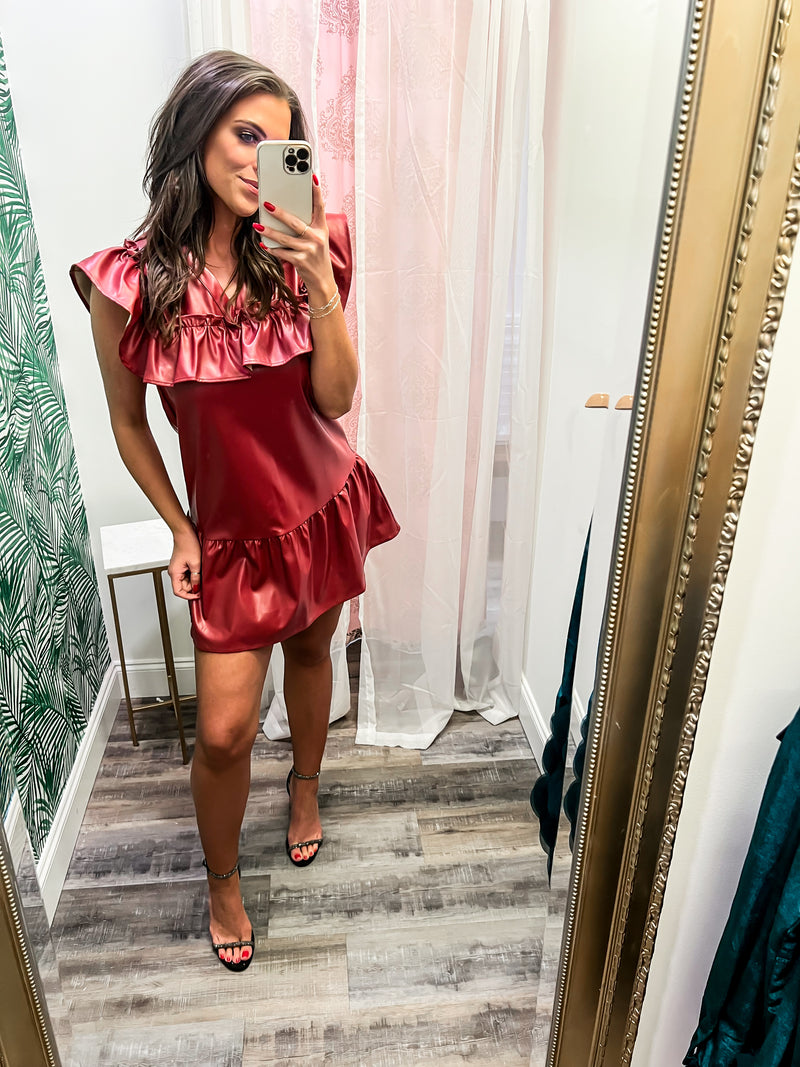 Red Leather Season Dress