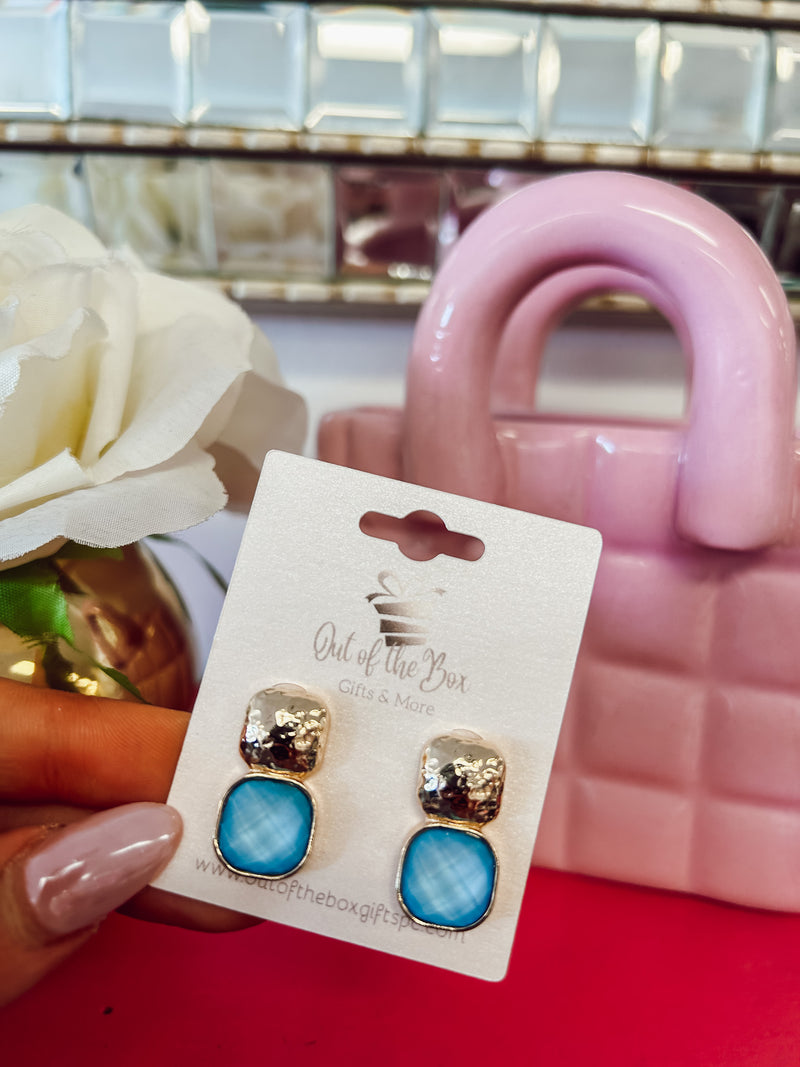 Gemstone Drop Earring - Light Blue