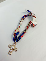 Scarf Necklace - Multi Pearl Cross
