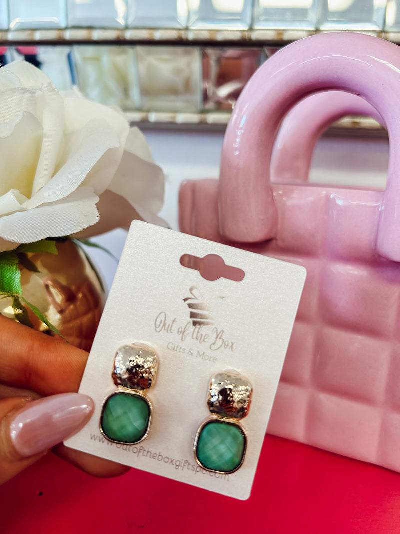 Gemstone Drop Earring - Green