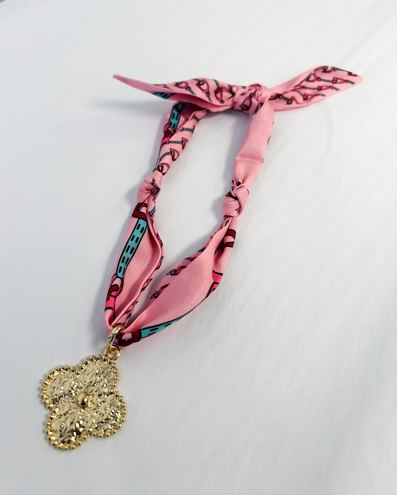 Scarf Necklace - Pink Clover