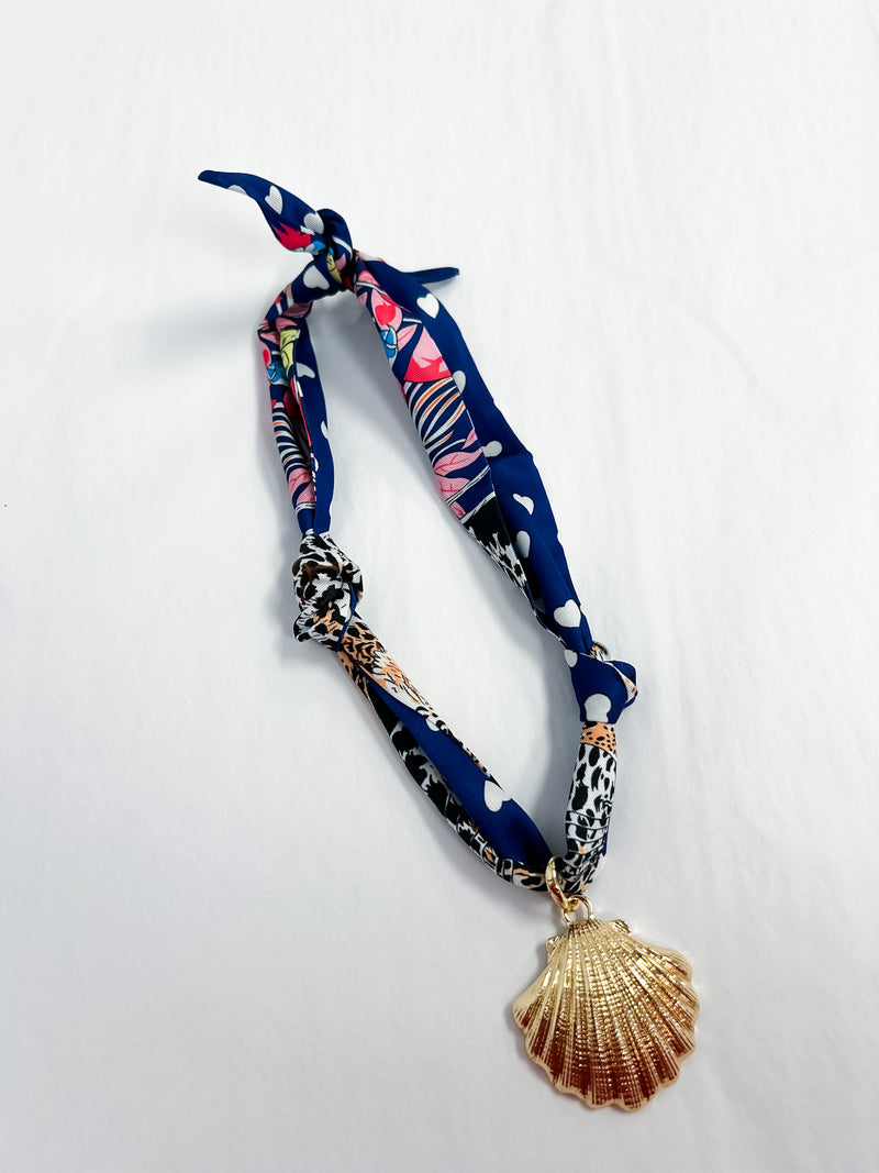 Scarf Necklace - Navy Shell