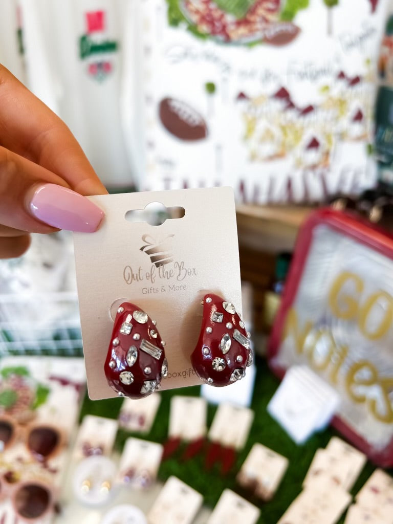 Garnet Studded Drop Earrings