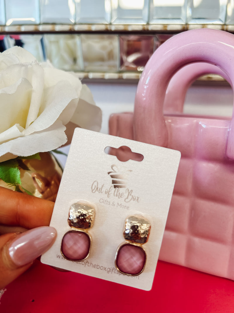 Gemstone Drop Earring - Rose