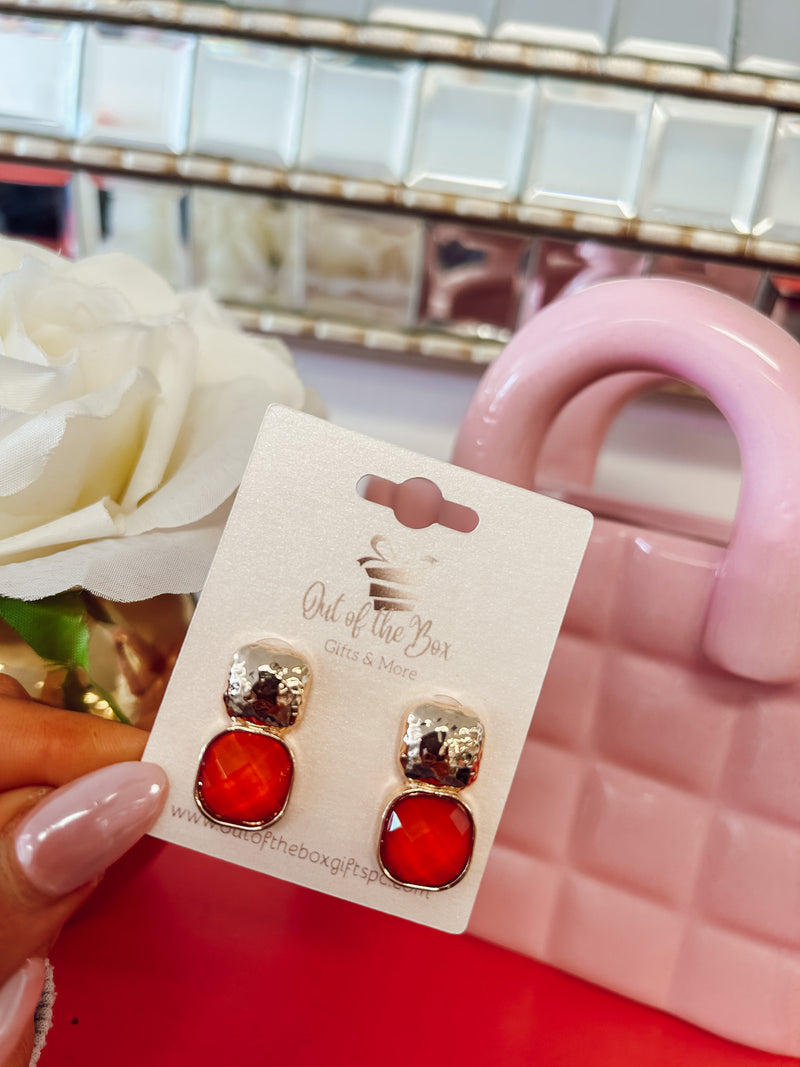 Gemstone Drop Earring - Rust