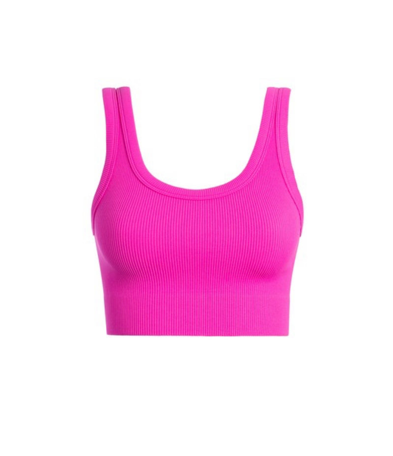 On The Move Crop Tank - Fushia