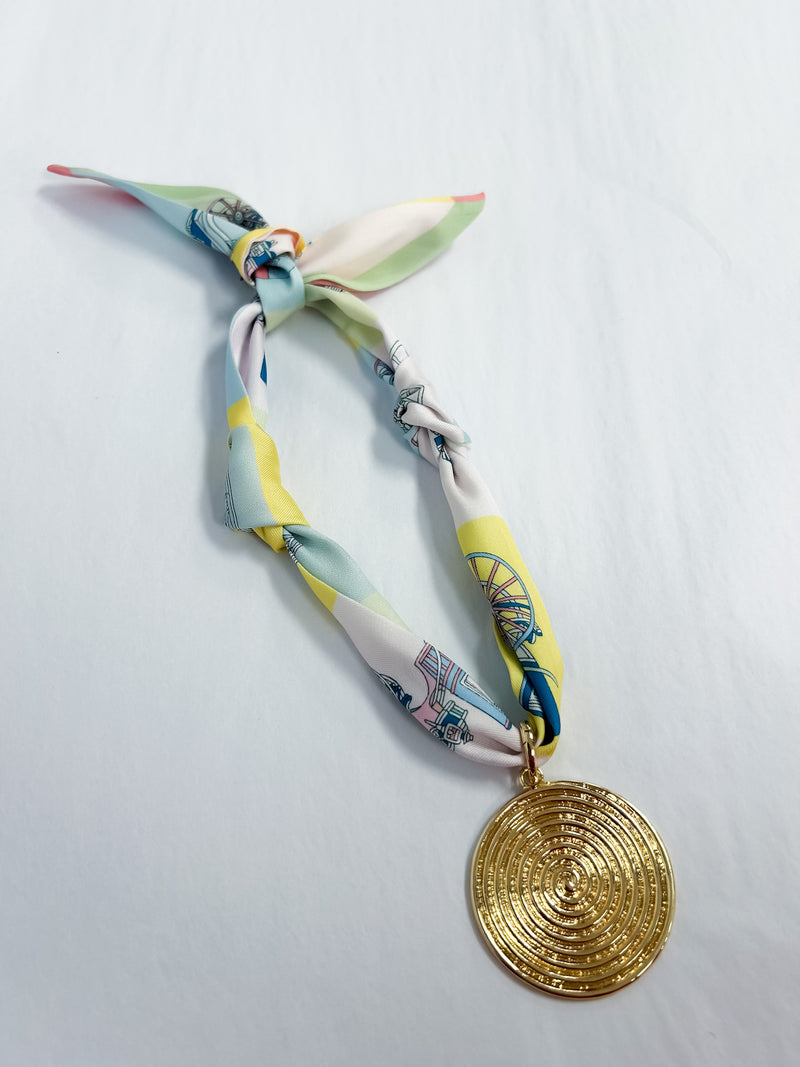 Scarf Necklace - Pastel Disc