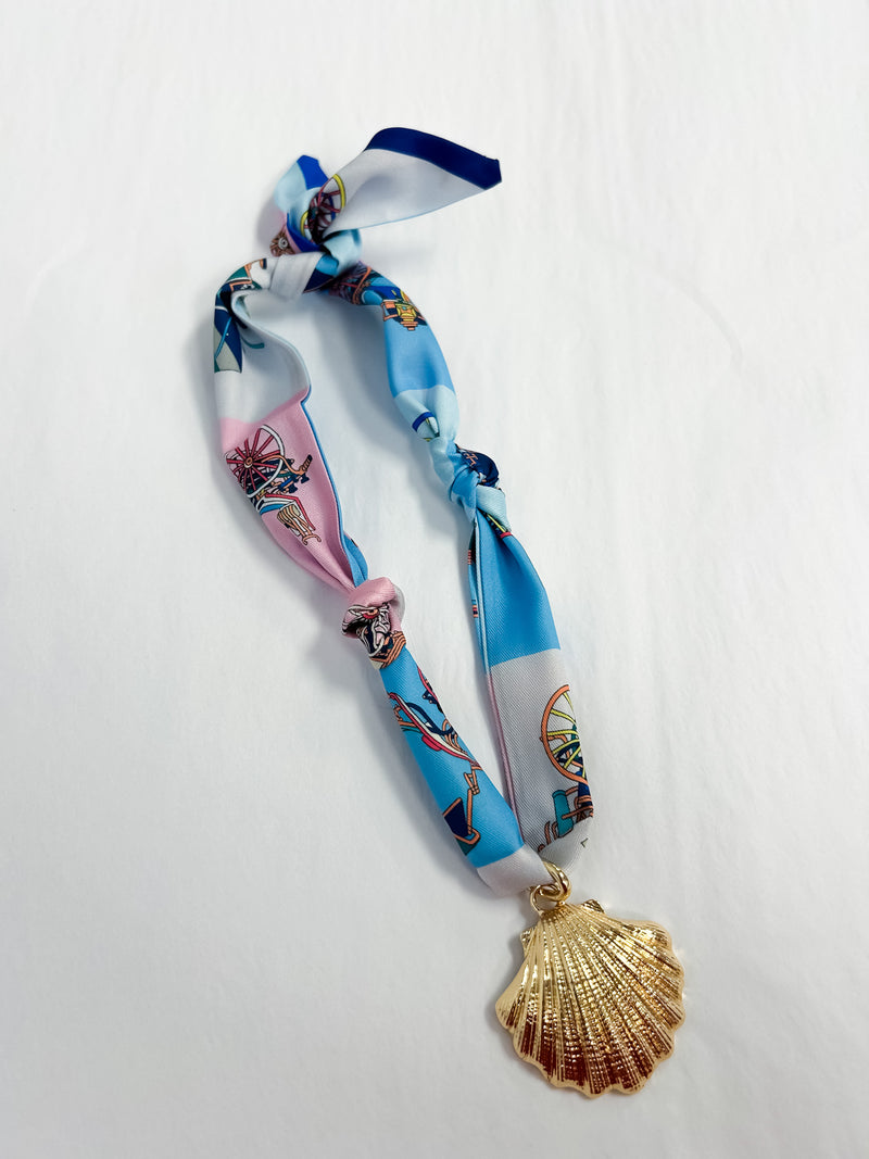 Scarf Necklace - Light Blue Shell