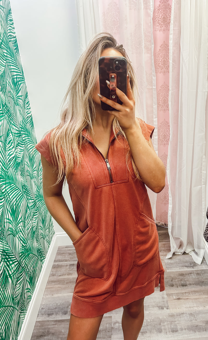 Mocha Frappe Dress - Brick