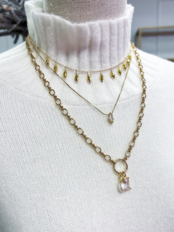 Gold Filled Marquise Slide Necklace