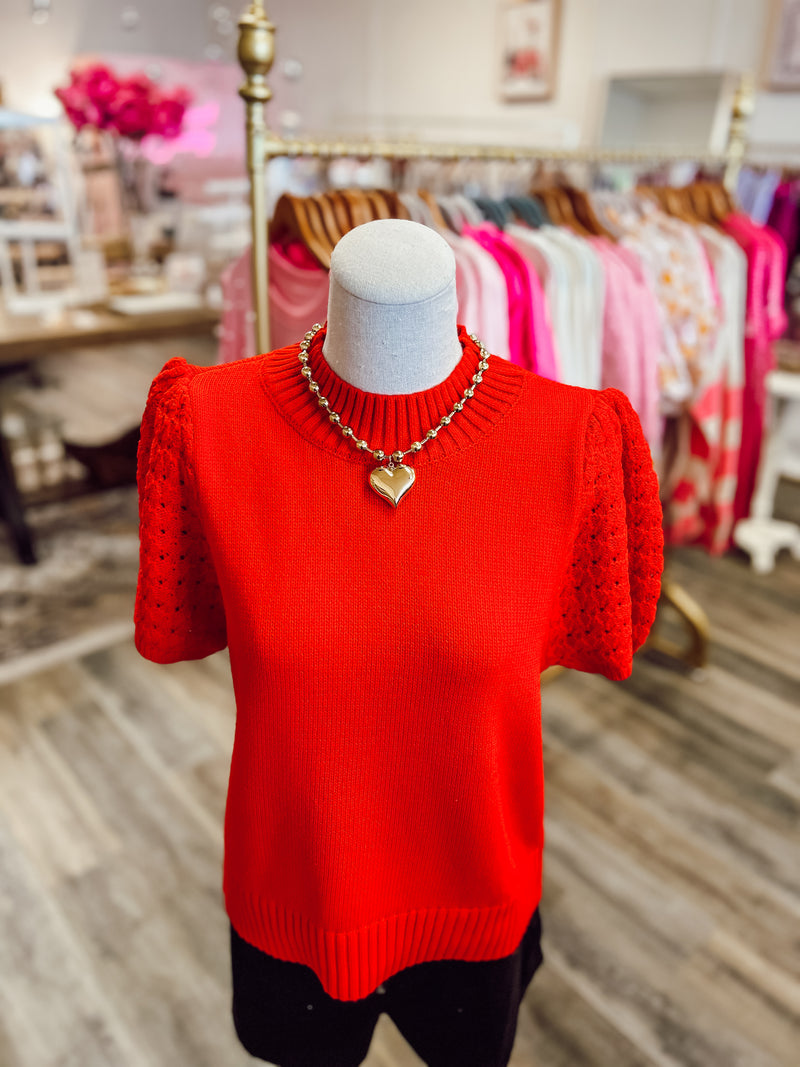 Spring Feels Sweater Top - Red